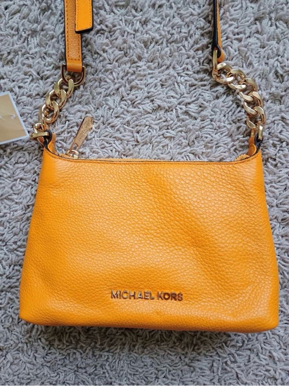 NWT Michael Kors BEDFORD Pebbled Leather Crossbody bag color sun